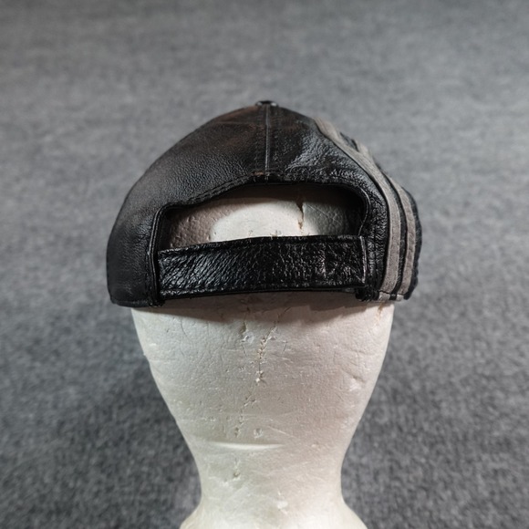 Wilson's Leather Hat OSFA Strapback Black Racing Stripe Baseball Cap - Picture 4 of 8